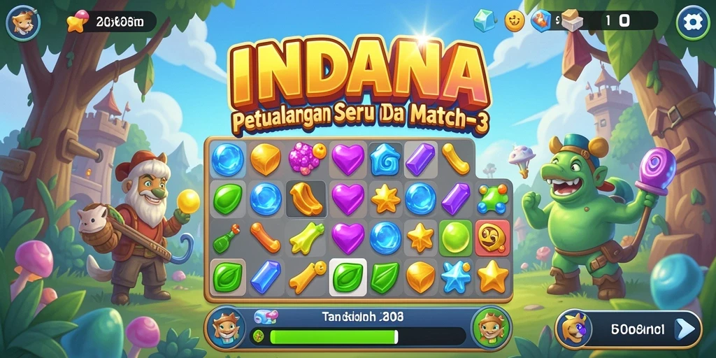 Screenshot gameplay INDAAA yang penuh warna menarik dan menantang.