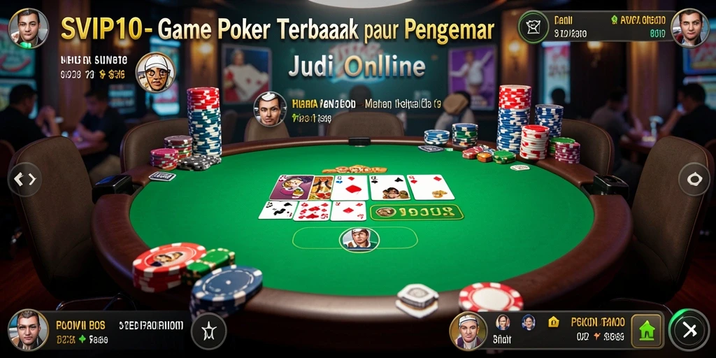 Screenshot permainan SVIP10 yang menunjukkan suasana meja Poker yang seru.