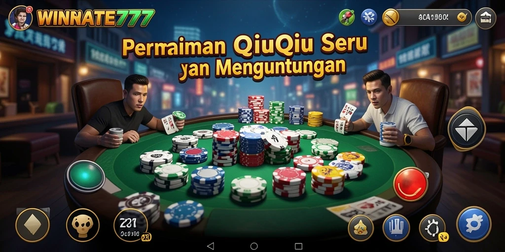 Screenshot gameplay seru dari WINRATE777 yang menampilkan kartu QiuQiu.